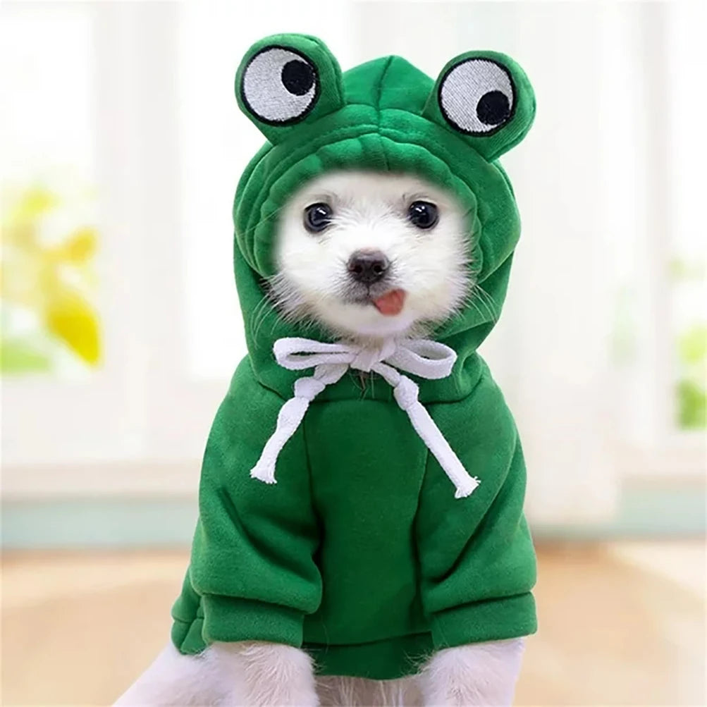 Cute Dog Hoodie Frog Shape Dog Coats Pet Halloween Cosplay Costume Pet Clothes Dogs Hooded Sweatshirt for Puppies Cat